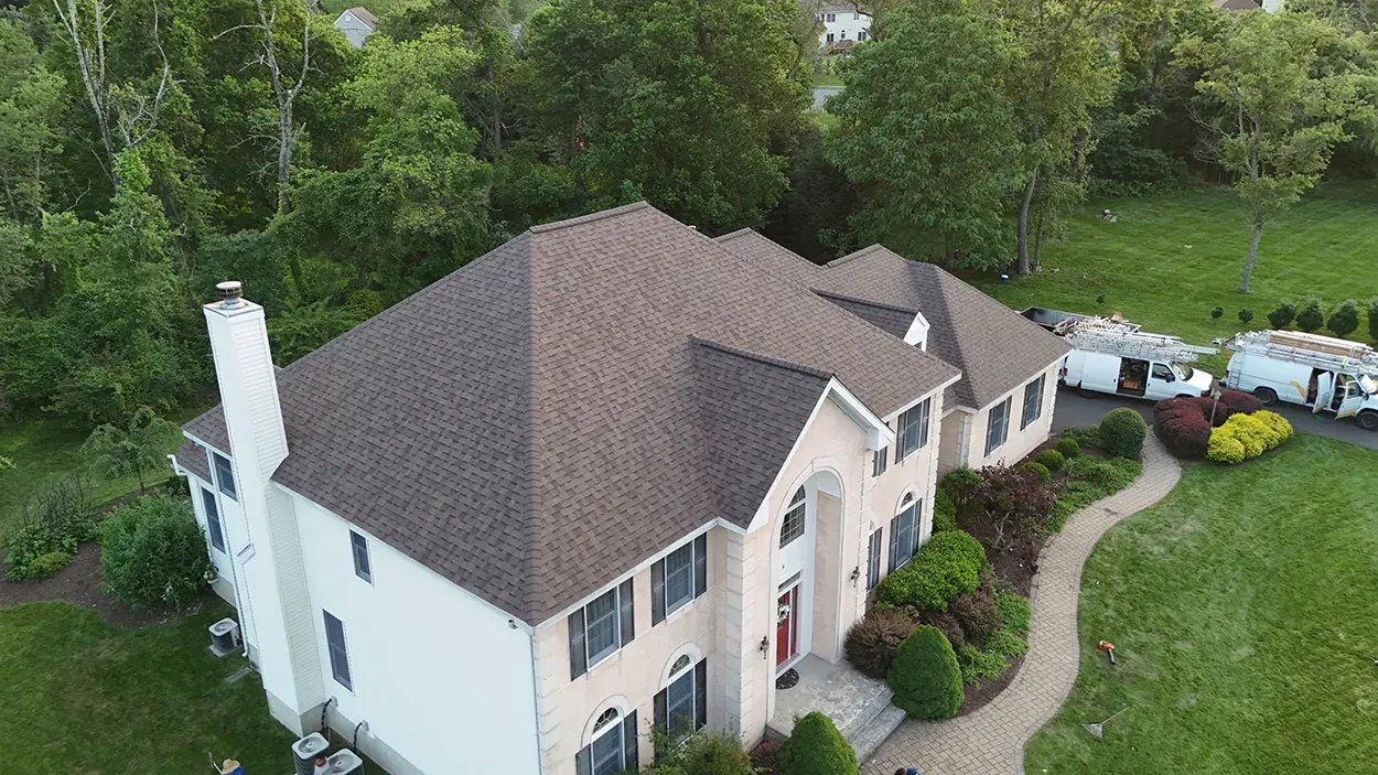 Completed Flemington, NJ roof installation in Teak