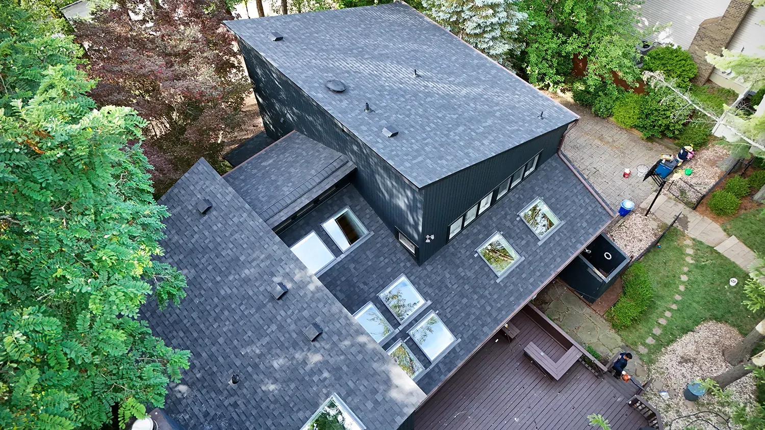 Skylight installation and roof flashing work on a New Jersey home